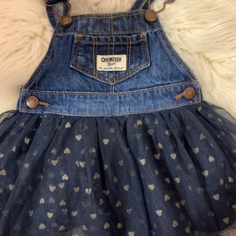 Oshkosh B’gosh Denim Overall Dress Baby Girl 6 mth - Picture 1 of 8